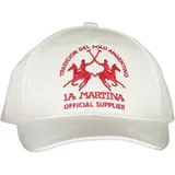 La Martina Strickmütze Herren-Schirmmütze in Weiß mit Stickerei & Kontrastdetails