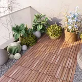 casa.pro Terrassenfliesen Alliste 10er Set Holzfliesen für Balkon 6 Lamellen 0,9 m2 Outdoor Bodenbelag für Garten Klickfliesen Naturfarben Balkonfliesen wetterfest Bodenplatten