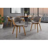 riess-ambiente Armlehnstuhl ORGANIC grau/natur - Strukturstoff, Eschenholz, mit Armlehnen (Einzelartikel, 1 St), mit Lehne & Retro-Design – ideal für Esszimmer, Büro oder Küche grau