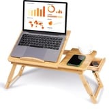 Lyrlody Bett Tabletttisch, Klappbarer Laptoptisch fürs Bett, Laptop Bambus Klappbar Laptoptisch, Laptop Betttisch, Laptopständer für Frühstücks, Zeichen Oder Lesen, 50 * 30 * 20cm