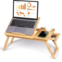 Bett Tabletttisch, Klappbarer Laptoptisch fürs Bett, Laptop Bambus Klappbar Laptoptisch, Laptop Betttisch,Laptopständer für Frühstücks, Zeichen oder Lesen,50 * 30 * 20cm