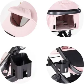 Chipolino Kinderwagen 3 in 1 Amore Babyschale Adapter Wickeltasche Fußabdeckung pink