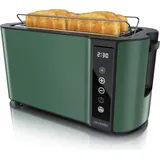 Arendo Toaster 4 Scheiben Edelstahl Langschliz, Langschlitztoaster, wärmeisoliertes Doppelwandgehäuse, Display mit Restzeitanzeige, 1500W, Touchp... - dunkelgrün