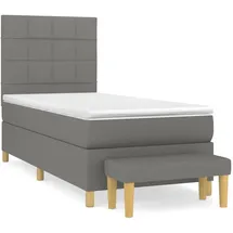 vidaXL Boxspringbett mit Matratze Dunkelgrau 100x200 cm Stoff - Grau