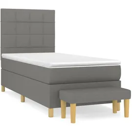 vidaXL Boxspringbett mit Matratze Dunkelgrau 100x200 cm Stoff - Grau