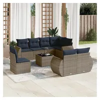 vidaXL Gartensofa-Set 9-tlg. grau Polyrattan
