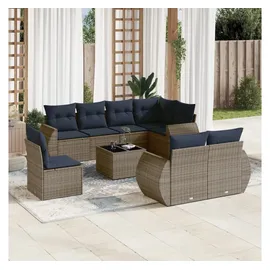 vidaXL Gartensofa-Set 9-tlg. grau Polyrattan