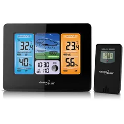 GreenBlue 46003, Schwarz, Innen-Hygrometer, Innen-Thermometer, Außen-Hygrometer,