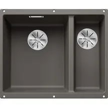Blanco Subline 340/160-U links Unterbau vulkangrau Handbetätigung 555 x 460 mm