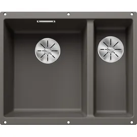 Blanco Subline 340/160-U links Unterbau vulkangrau Handbetätigung 555 x 460 mm