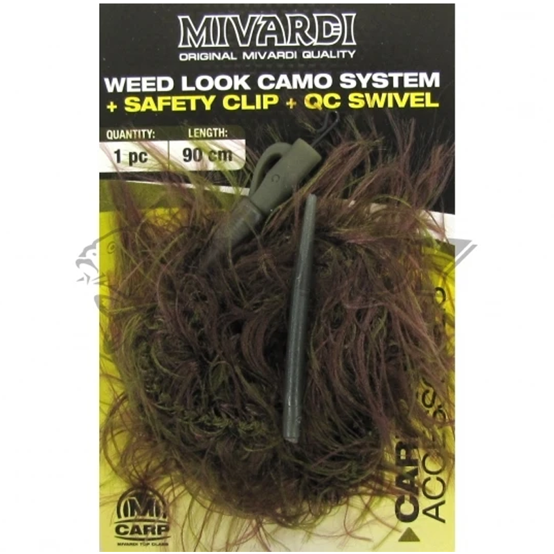 Mivardi Weed Look Camo System + Safety Clip + QC Swivel Camo 90 cm