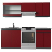 Vicco Küchenzeile R-Line J-Shape Anthrazit Rot 200 cm modern Küchenschränke Küchenmöbel