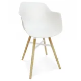 KADIMA DESIGN Esszimmerstuhl Esszimmer Armlehne Stuhl Kunststoff Skandinavisches Design (Ergonomischer Schalensitz mit Buchenholzbeinen 56,5x57x81 cm), Moderne Sitzgelegenheit für Wohnbereich MELIS Kollektion weiß