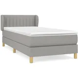 vidaXL Boxspringbett mit Matratze Hellgrau 100x200 cm Stoff