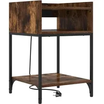 vidaXL Nachttisch mit Regal Räuchereiche 40 x 40 x 61 cm Holzwerkstoff