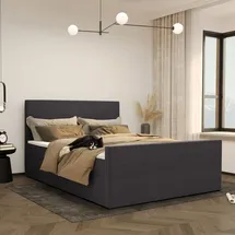 Kaiser Modern Boxspringbett mit bettkasten und topper VIESTA stoff Poso Dunkelgrau