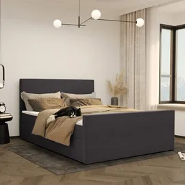 Kaiser Modern Boxspringbett mit bettkasten und topper VIESTA stoff Poso Dunkelgrau