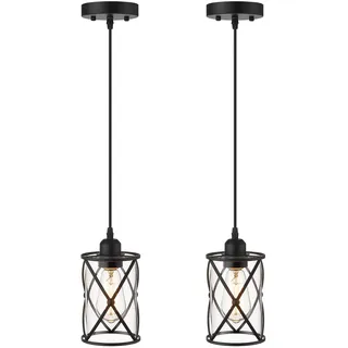 Modern stil Mini Hängelampe mit batterie,Ohne Stromanschluss Hängelampen mit Wiederaufladbare LED-Lichtquelle,Küche Pendelleuchte mit Fernbedienung,Glas Pendellampe Keine Verkabelung erforderlich.(Bla