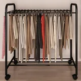 Generisch Hosenwagen, Bodenstehender Hosenbügel mit 4 Rädern, Hosenständer mit 30 Hosenbügeln, Kleiderschrank-Organizer, Aufbewahrungsregal für Hosen, Handtücher, Jeans, Schals(Schwarz)