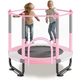Vevor Mini Freizeittrampolin 154,5 cm inkl. Sicherheitsnetz Rosa