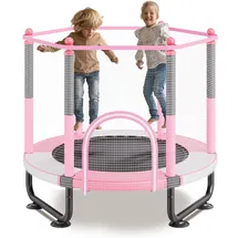 Vevor Mini Freizeittrampolin 154,5 cm inkl. Sicherheitsnetz Rosa