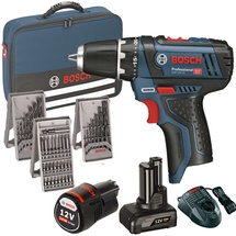 Bosch GSR 12V-15 Professional inkl. 1 x 2 Ah + 1 x 4 Ah + 39-tlg. Zubehör 0615990G6L