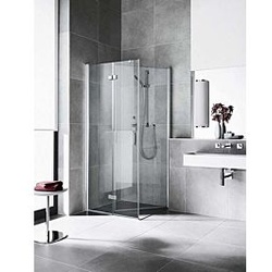 Kermi Diga Seitenwand beweglich DITBL100182AK 100x185cm, weiß, ESG klar, links, auf Duschwanne