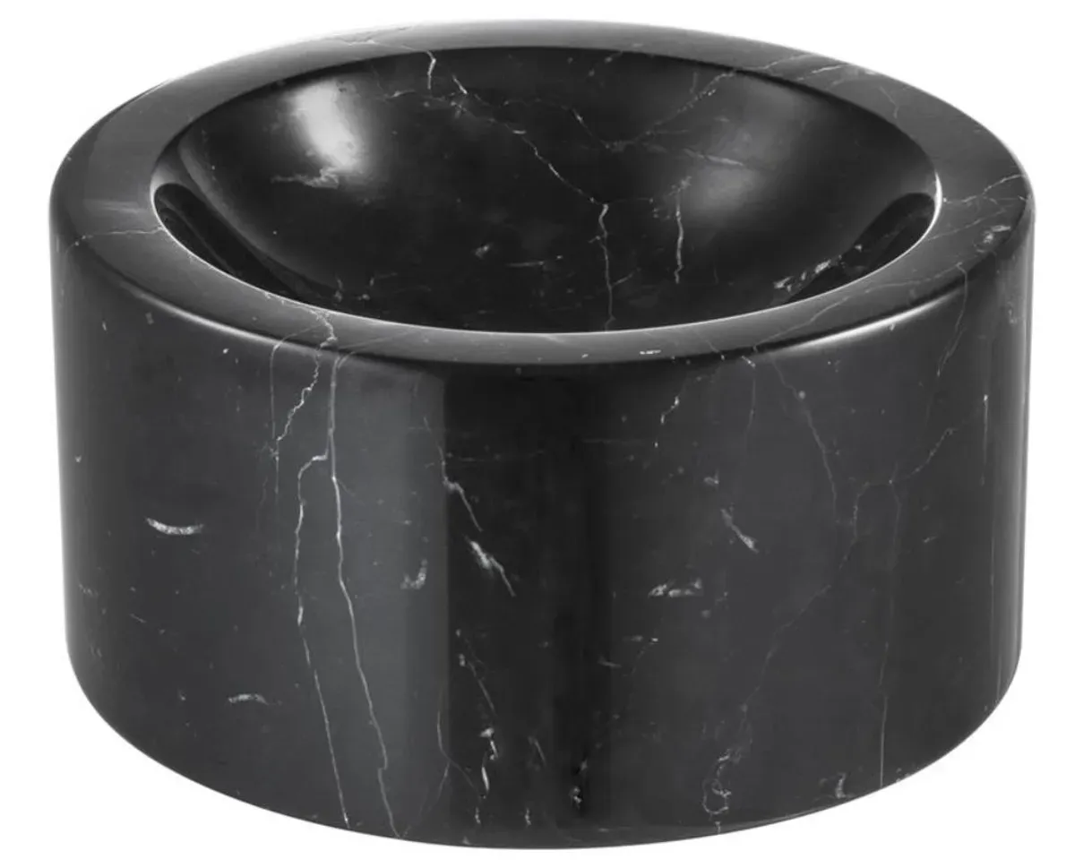 Casa Padrino Designer Marmor Schale Schwarz 15 x H. 8 cm - Luxus Kollektion