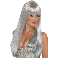 Disco Show Girl Damenperücke Silber - OS