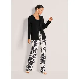 Madeleine Langarmshirt MADELEINE "Shirtjacke Offene, leichte Jacke in weiter Form", Damen, Gr. 38, schwarz, Obermaterial: 95% Viskose CV. 5% Elasthan EL., Modern, schmal, Shirts Langarmshirt, Funkelnde Steine