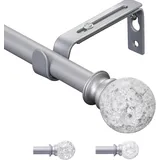 Gardinenstange, 67-107cm Vorhangstange mit Halterungen und Designer-Endkappen, 16mm Dekorative Gardinenstange für Küche, Schlafzimmer, Silber