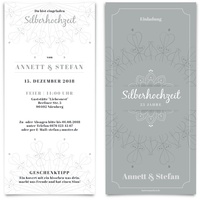 40 x Hochzeitseinladungen Silberhochzeit silberne Hochzeit Einladung individuell - Blumen Ornamente