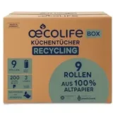 Fripa Küchenrolle, oecolife Recycling 3299001 3-lagig 200 Blatt 9 Rollen