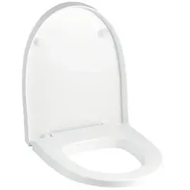 Geberit Flow WC Sitz 575950000 weiss, Scharniere Edelstahl, mit Absenkautomatik