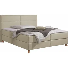 Home Affaire Boxspringbett HOME AFFAIRE "Caria", beige (creme, beige), B:111cm L:209cm, Strukturstoff-Bezug (100% Polyester);Topperbezug 100% Polyester, Komplettbetten, Boxspringbett, in 5 Breiten, 3 Matratzen-Ausführungen, 2 Härtegraden, Topper