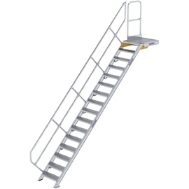 Günzburger Treppe mit Plattform 45° inkl. einen Handlauf, 600mm Stufenbreite, 16 Stufen