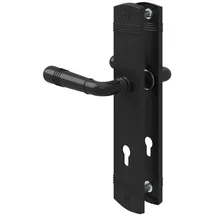 MS Beschläge Langschildgarnitur Mattschwarz Türbeschlag Türdrücker Profilzylinder