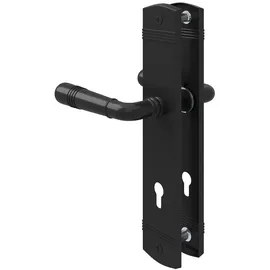 MS Beschläge Langschildgarnitur Mattschwarz Türbeschlag Türdrücker Profilzylinder