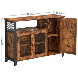 VASAGLE Kommode 110 x 75 x 33 cm Braun / Schwarz