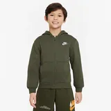 Nike Kinder Sweatjacke Big Kids Club Fleece FZ Hoodie FD3004-325 128-137 - Cargo Khaki/White - 128-137