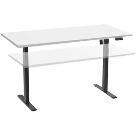 VCM my office Lona elektrisch höhenverstellbarer Schreibtisch weiß rechteckig, T-Fuß-Gestell schwarz 110,0 x 80,0 cm