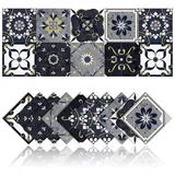 20 Stück Fliesenaufkleber für Küche und Bad, PVC Wasserdicht Mosaik Retro Style Badezimmer Fliesenaufkleber, Badezimmer Fliesenaufkleber Wasserfest Klebefliesen (Stil-5, 10x10cm)