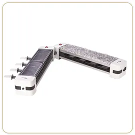LITTLE BALANCE 8502 Wing & Cheese Duo 1200 Raclette mit Stein 360 ° drehbar für 8 Personen schwarz/weiß