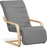 Homestyle4u Relaxsessel grau 66 x 94 x 62 cm mit verstellbarer Fußstütze und Kissen
