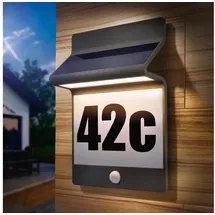 esotec Moderne PIR Hausnummernleuchte Aluminium schwarz wetterfest 102650