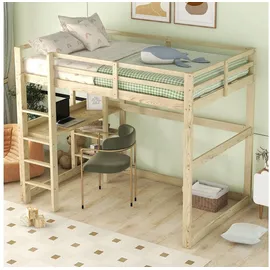 stilvora Hochbett 140 x 200 cm Kiefer lackiert natur beige
