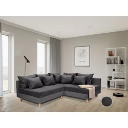 Ecksofa COLLECTION AB "L-Form", grau (anthrazit), B:201cm T:186cm, 100%Polyester, Sofas, Ecksofa,Ottomane rechte Seite montierbar,Komfortablen bonnelfederkern