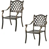 Relaxdays Antiker Gartenstuhl 2er Set 63 x 63 x 91 cm gold/schwarz/bronze