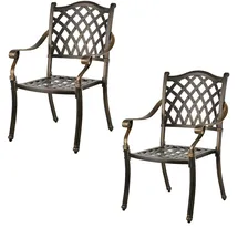 Relaxdays Antiker Gartenstuhl 2er Set 63 x 63 x 91 cm gold/schwarz/bronze