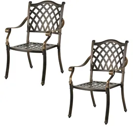 Relaxdays Antiker Gartenstuhl 2er Set 63 x 63 x 91 cm gold/schwarz/bronze